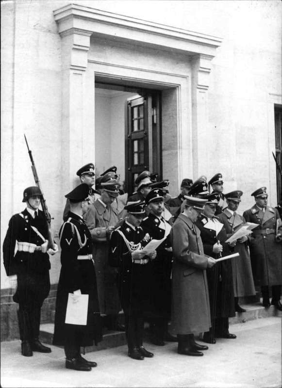 The choir of the Leibstandarte Adolf Hitler sings for the Führer's 50th birthday in the evening of April 19th